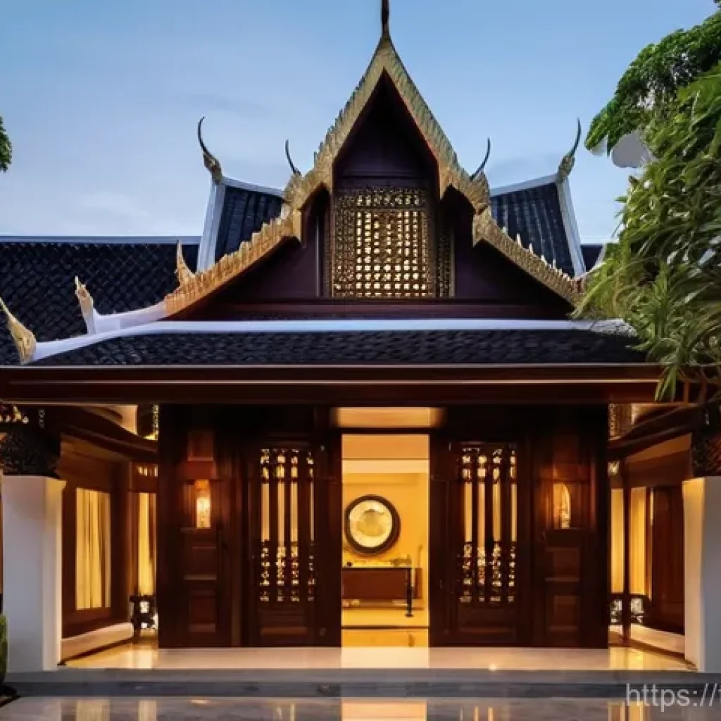 전통주택과 현대 기술의 만남 - **Prompt: Smart Home Comfort in a Traditional Thai Living Space**
    "An indoor, eye-level shot cap...
