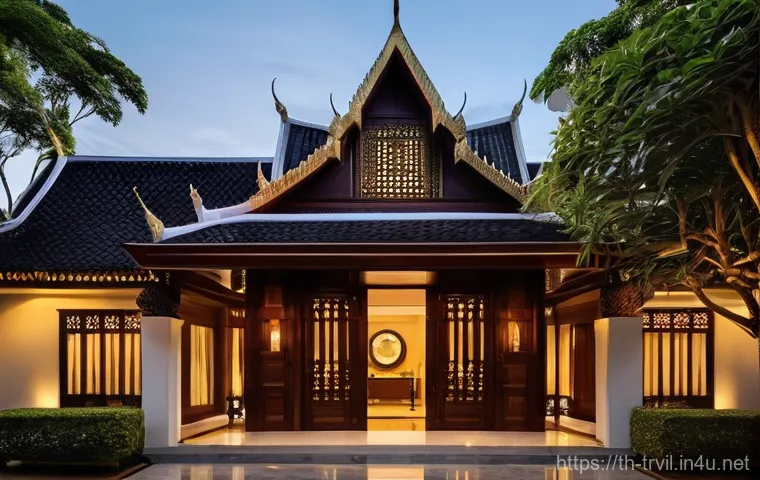 전통주택과 현대 기술의 만남 - **Prompt: Smart Home Comfort in a Traditional Thai Living Space**
    "An indoor, eye-level shot cap...