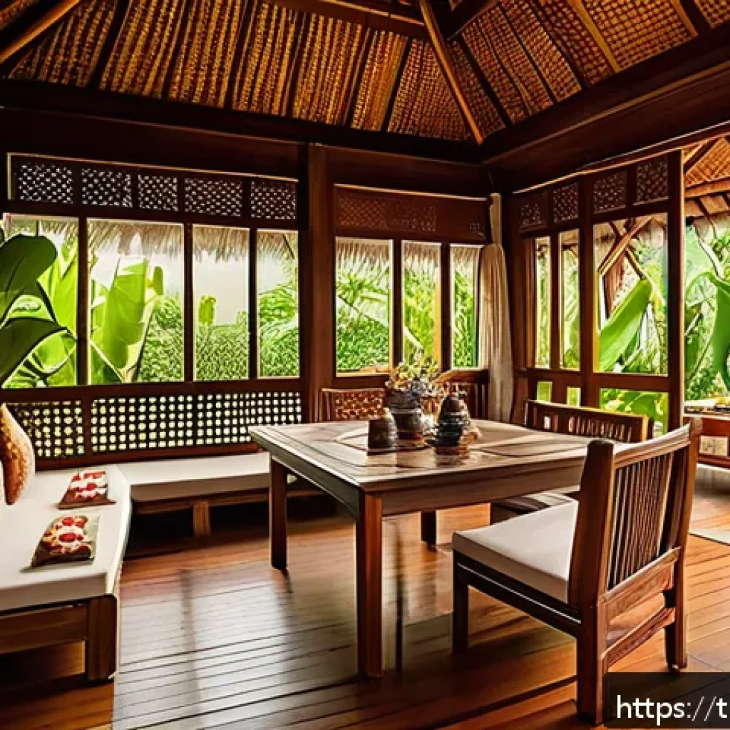 전통주택과 현대식 주택의 차이점 - A cozy traditional Thai wooden house interior featuring solid teak wood walls and intricate hand-car...
