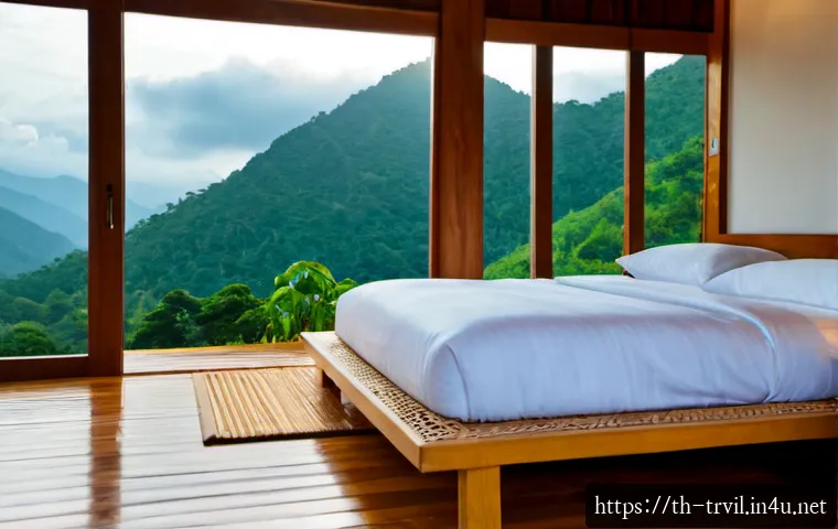 Home 17 전통주택의 난방 및 냉방 시스템 - Photorealistic traditional northern Thai teakwood stilt house interior during a cool mountain mornin...